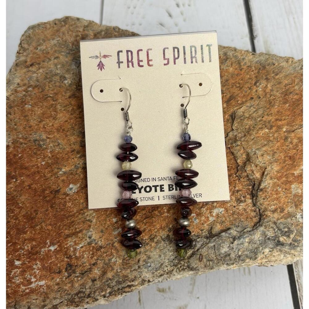 NEW Peyote Bird Free Spirit Sterling Silver Multi Gemstone Dangle Earrings‎ J074